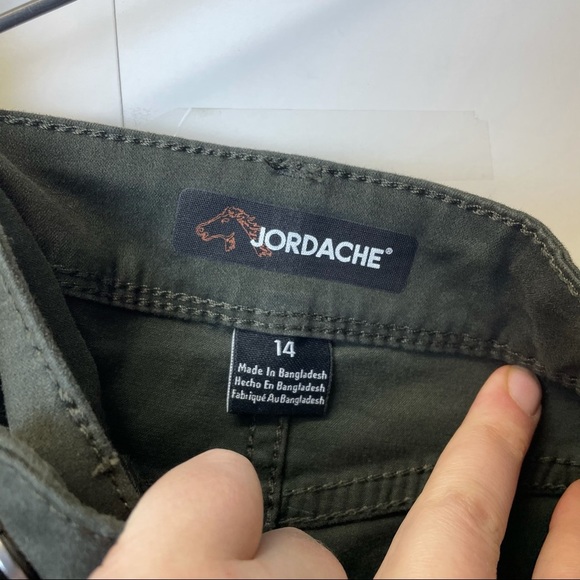 Jordache army green pants size 14 casual pants trousers skinny bottom - Picture 2 of 4